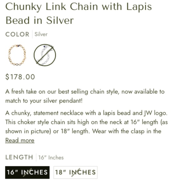 Jane Win-Chunky Link Chain with Lapis Bead in Silver - Picture 2 of 4